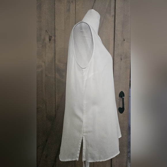 BASLER Modal Sleeveless Relaxed Fit Long Length Crew High Neck Top. White.Size M - Picture 8 of 10